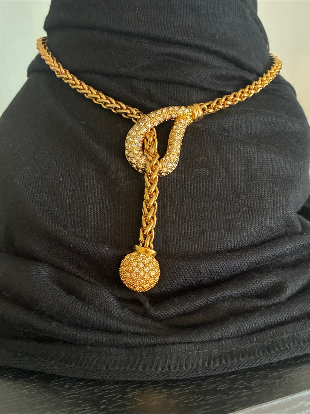 Traci Lynn Gold-tone Crystal Lariat Necklace